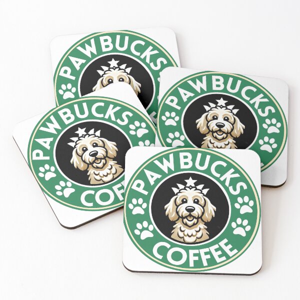 Item preview, Pawbucks Coffee Cute Golden doodle design  designed and sold by ArtByMarkDesign.
