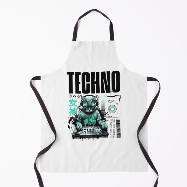 Item preview, TECHNO - Future Cat Dj Vibes (Black/Teal) designed and sold by Discothreadz.