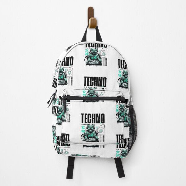 Item preview, TECHNO - Future Cat Dj Vibes (Black/Teal) designed and sold by Discothreadz.