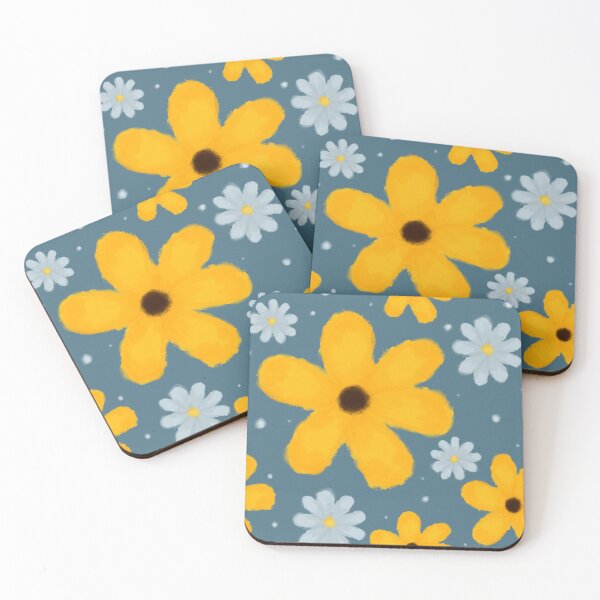 Item preview, yellow and light blue flower patter designed and sold by Fridayscorner.