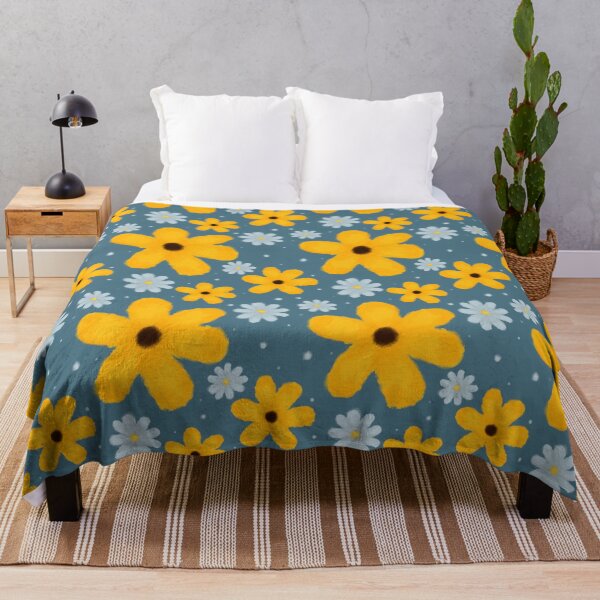 Item preview, yellow and light blue flower patter designed and sold by Fridayscorner.