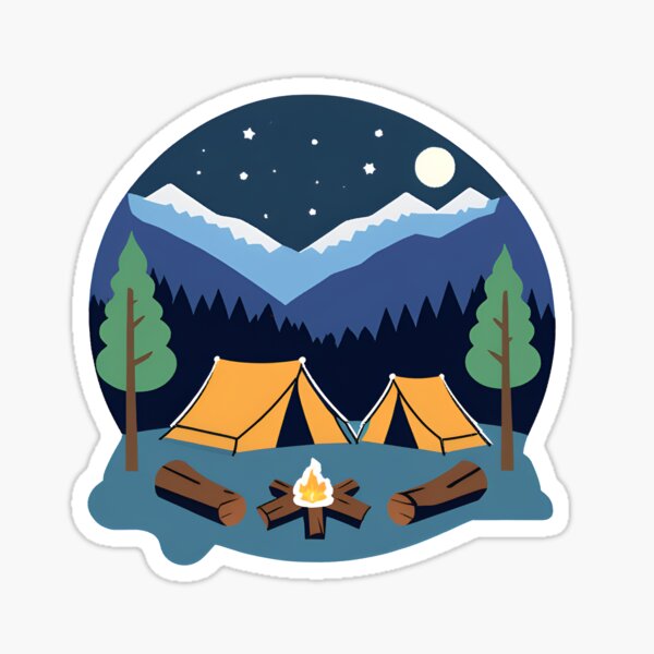 Vista previa del artículo con la obra «Acampada al aire libre bajo las estrellas junto al fuego.», diseñado y vendido por BadwaterDesigns.