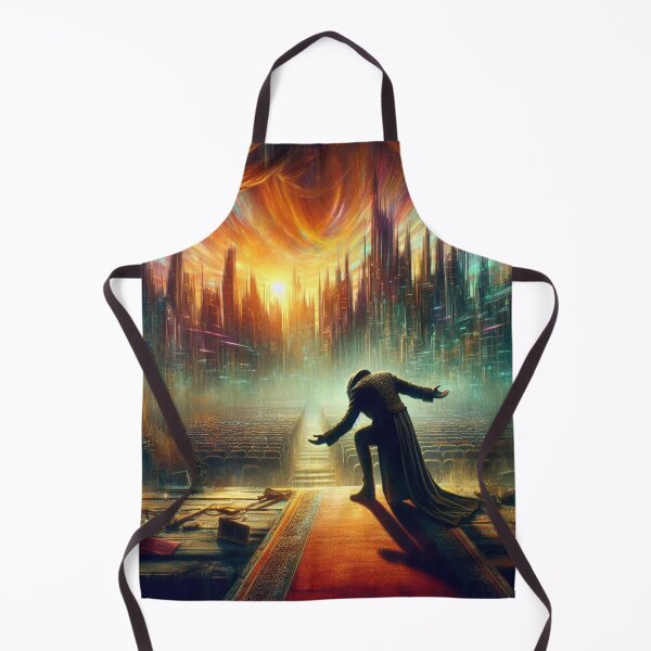 Item preview, AI generated man bowing on stage, dystopian fantasy designed and sold by AI-this-is-AI.
