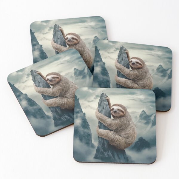 Item preview,  Sloth Climbing Mountain Peak - Adventure Wildlife Art designed and sold by NileNova.