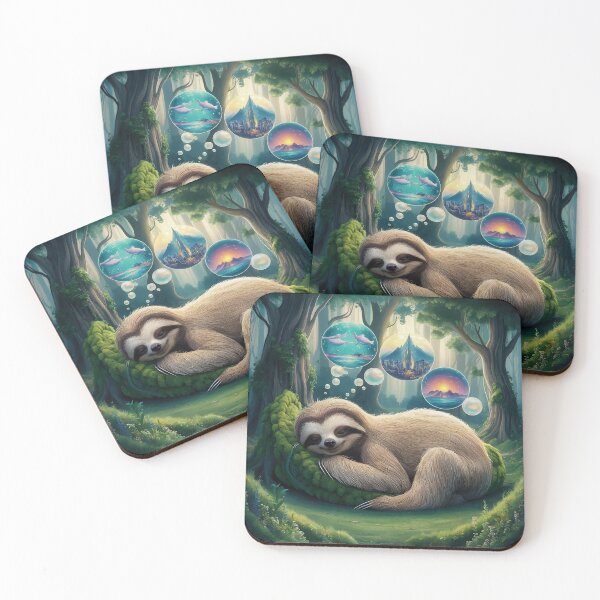 Item preview,  Dreaming Sloth in Enchanted Forest - Whimsical Nature Art designed and sold by NileNova.