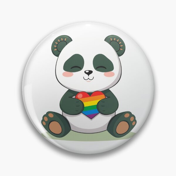 Item preview, Green Panda with Rainbow Pride Flag Heart designed and sold by svarupa.
