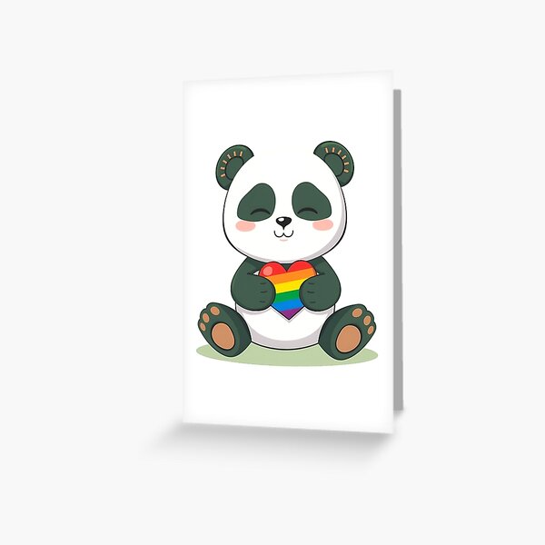 Item preview, Panda vert avec un cœur avec le drapeau arc-en-ciel designed and sold by svarupa.