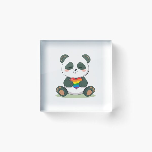 Item preview, Green Panda with Rainbow Pride Flag Heart designed and sold by svarupa.
