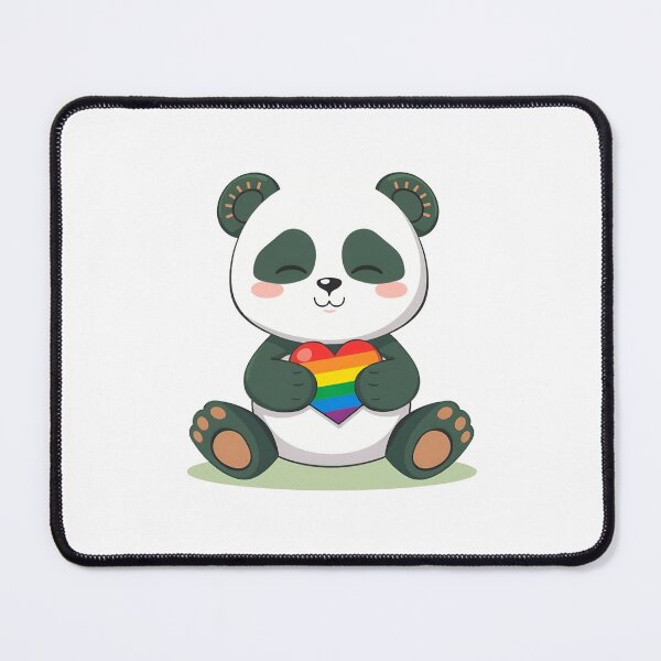 Item preview, Green Panda with Rainbow Pride Flag Heart designed and sold by svarupa.