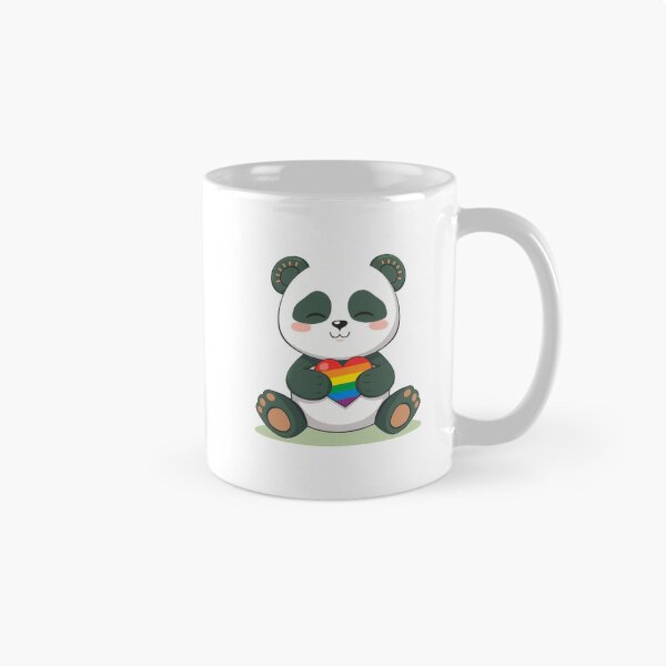Item preview, Green Panda with Rainbow Pride Flag Heart designed and sold by svarupa.