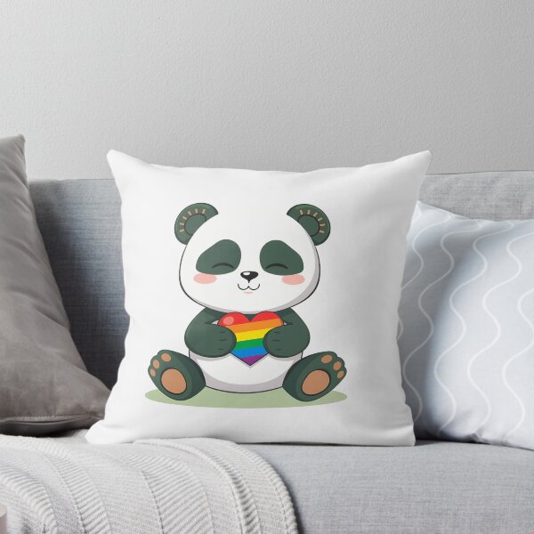 Item preview, Green Panda with Rainbow Pride Flag Heart designed and sold by svarupa.