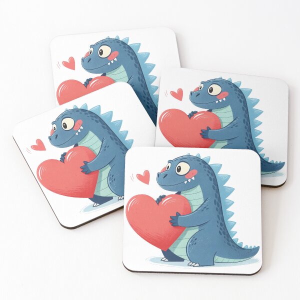 Item preview, A cute cartoon dragon happily holds a large red heart. designed and sold by DedeeArtthai.