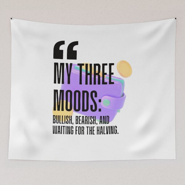 Item preview, My three moods: Bullish, bearish, and waiting for the halving. white background. designed and sold by Mechanical-Artt.