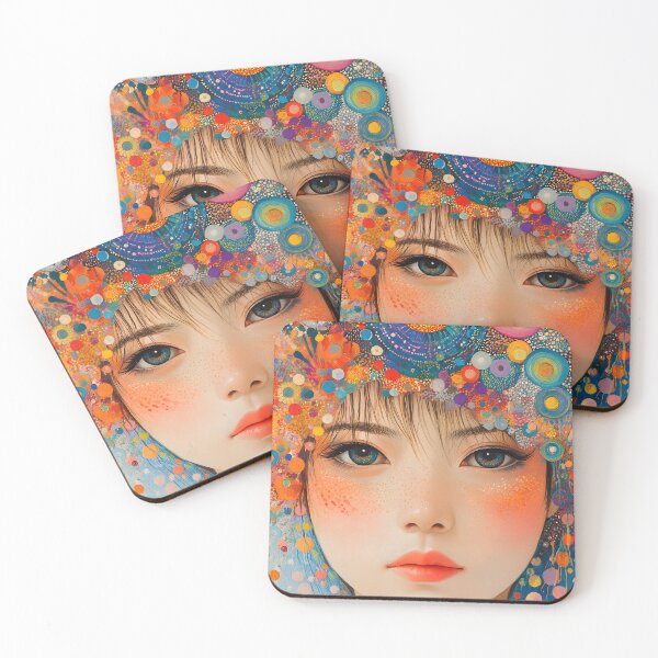 Item preview, Colorful vibrant abstract portrait with circular motifs designed and sold by Artessie.