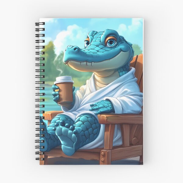 Item preview, Relaxed alligator enjoys coffee by the riverside designed and sold by Artessie.