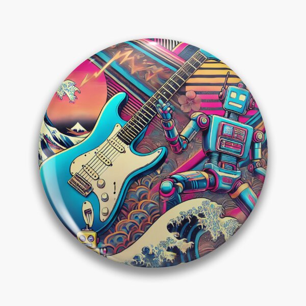 Item preview, Music Meets Art: Japanese-Style Electric Guitars with Waves and Floral Elegance - Model 8 designed and sold by NeonBot_Shop.
