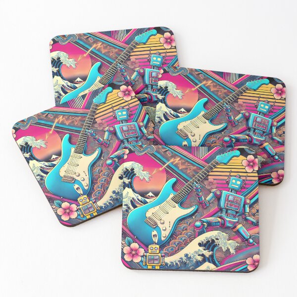 Item preview, Music Meets Art: Japanese-Style Electric Guitars with Waves and Floral Elegance - Model 8 designed and sold by NeonBot_Shop.
