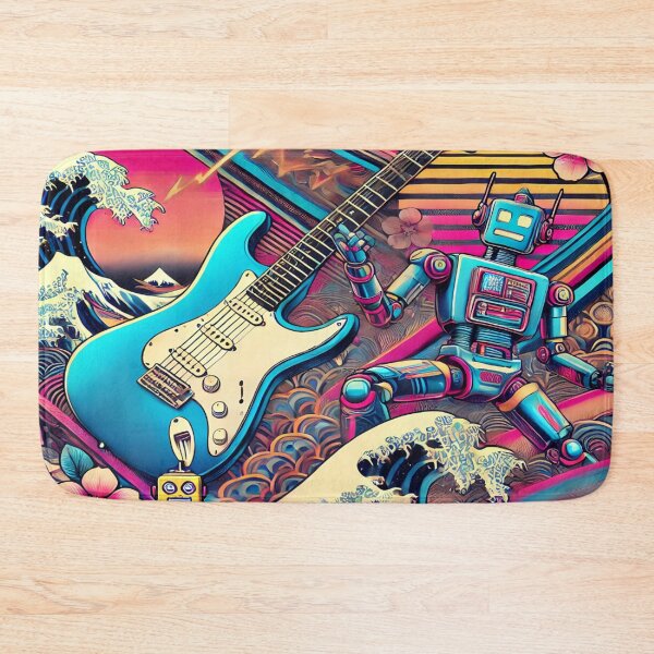 Item preview, Music Meets Art: Japanese-Style Electric Guitars with Waves and Floral Elegance - Model 8 designed and sold by NeonBot_Shop.