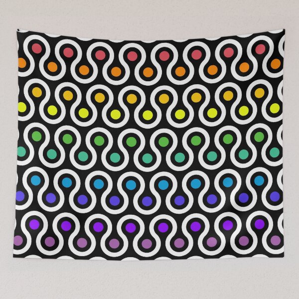 Item preview, Geometric Pattern: Looped Circles: Rainbow White Black designed and sold by Red Wolf.