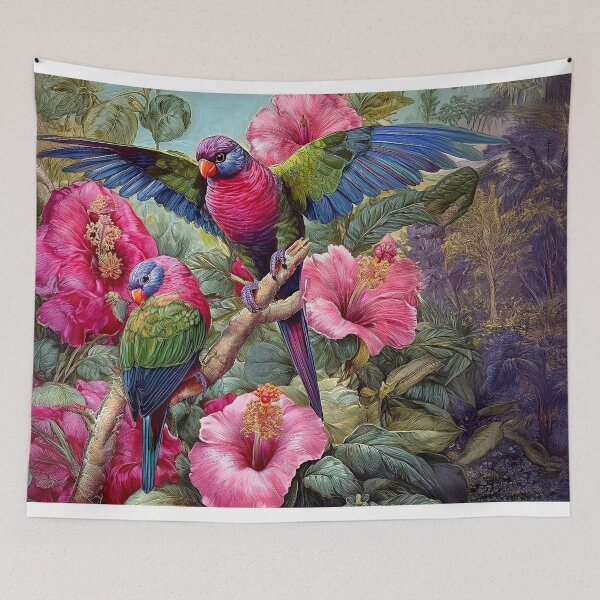 Item preview, Hibiscus and lorikeets designed and sold by andreisky.