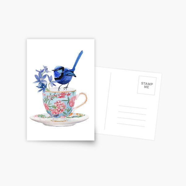 Item preview, Male Blue Wren Teacup designed and sold by PollaPosavec.