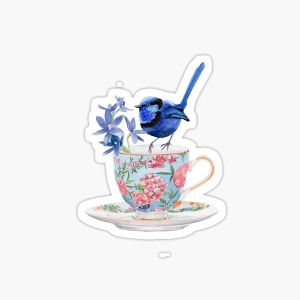 Item preview, Male Blue Wren Teacup designed and sold by PollaPosavec.