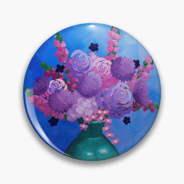 Item preview, Green vase of purple flowers  designed and sold by Rebecca Joy Art.