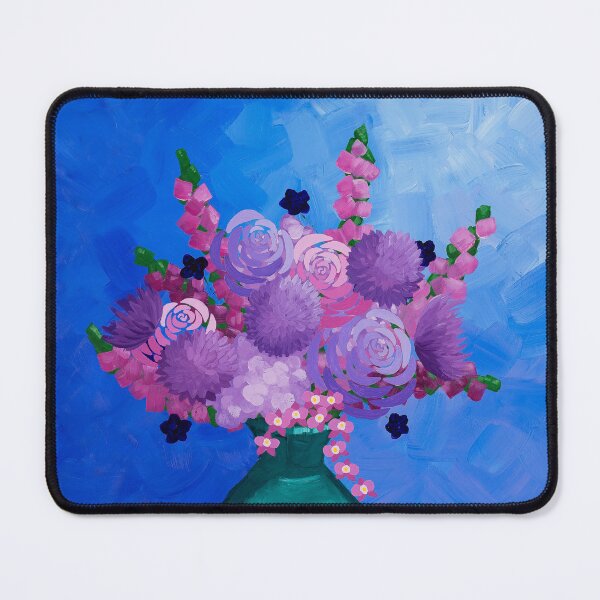 Item preview, Green vase of purple flowers  designed and sold by Rebecca Joy Art.