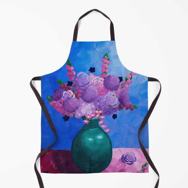 Item preview, Green vase of purple flowers designed and sold by Rebecca Joy Art.