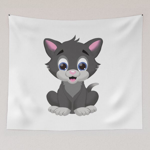 Item preview, Sitting happy gray cat - AA0059A designed and sold by LionsHut.