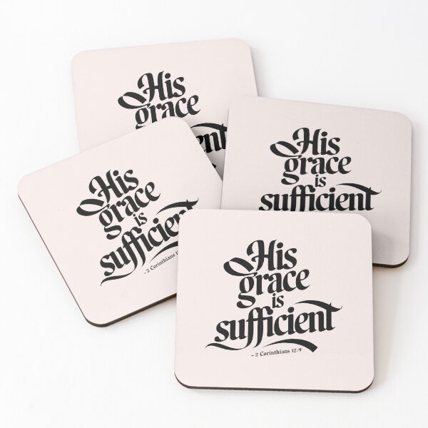 Item preview, His Grace is Sufficient 2 Corinthians 12:9 | Inspirational Calligraphy Christian Bible Verse Art designed and sold by  KnitLuv.