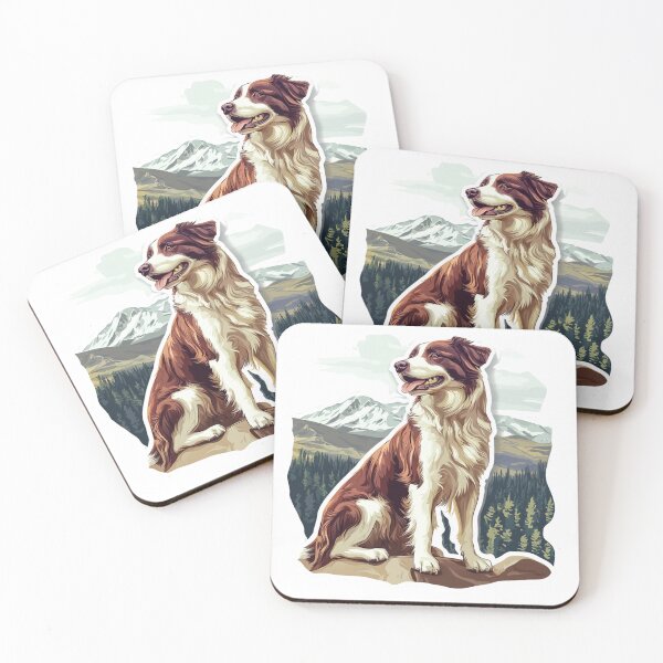 Item preview, Brown Border Collie In Mountains designed and sold by NicolasGlowArt.