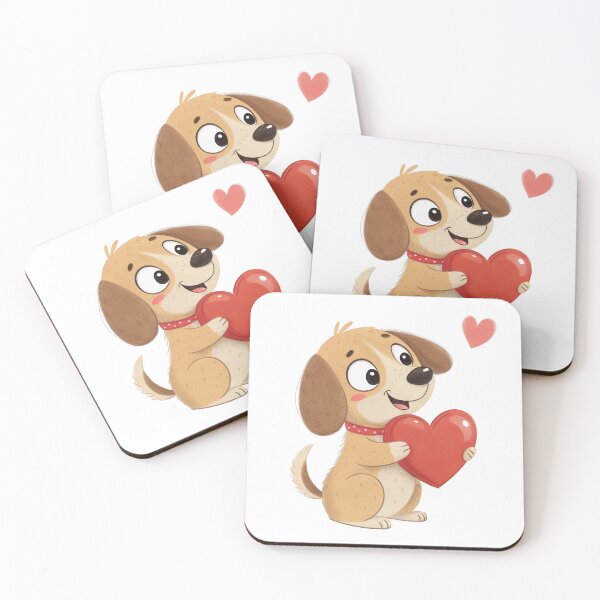 Item preview, A cheerful cartoon dog holding a red heart. designed and sold by DedeeArtthai.