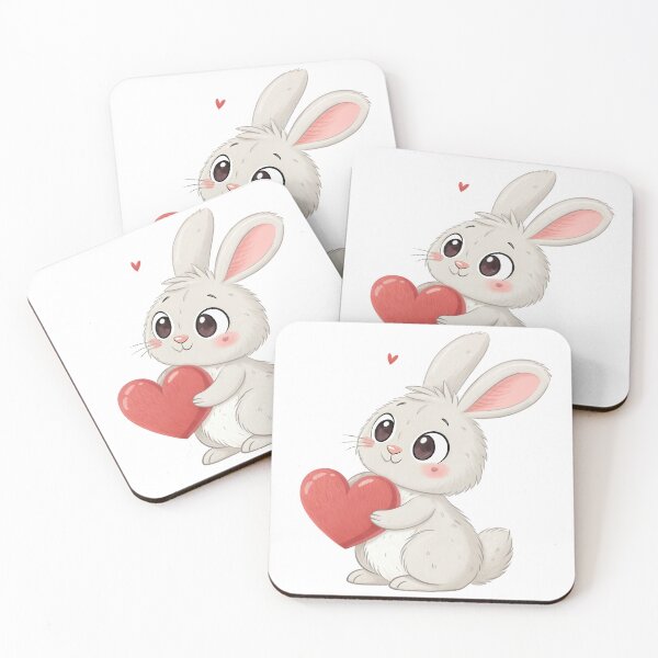 Item preview, A cute bunny holding a red heart, exuding charm and affection with its large. designed and sold by DedeeArtthai.