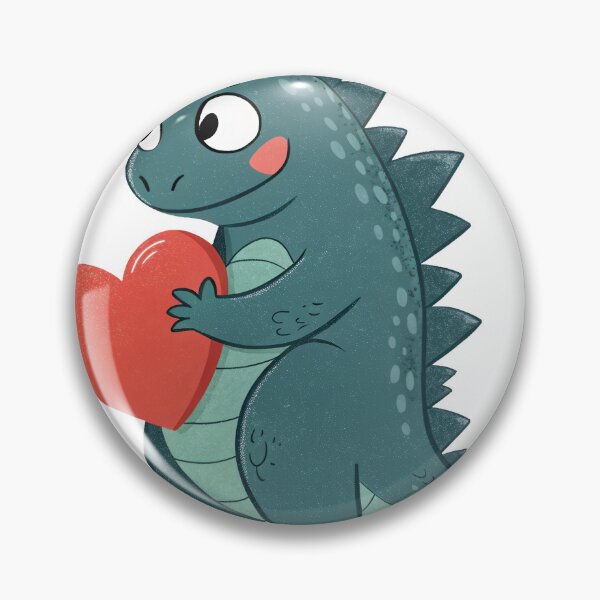 Item preview, A cute cartoon dinosaur character holding a red heart. designed and sold by DedeeArtthai.