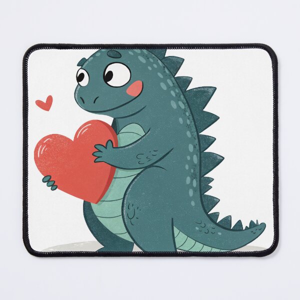 Item preview, A cute cartoon dinosaur character holding a red heart. designed and sold by DedeeArtthai.