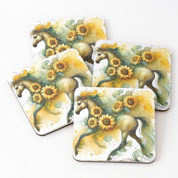 Item preview, Blooming Guardian Horse – Abstract Sunflower Art by LaLi Designs designed and sold by LaLi-Designs.
