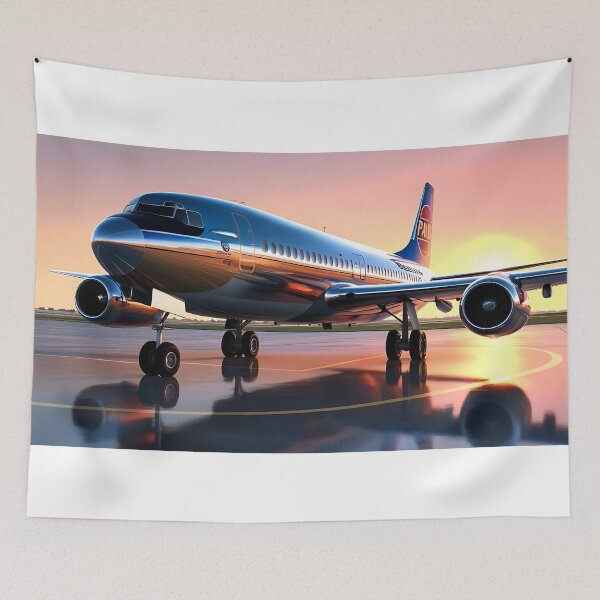 Item preview, Metallic Old Airliner at Sunset - Airport Illustration designed and sold by EMairplanes.