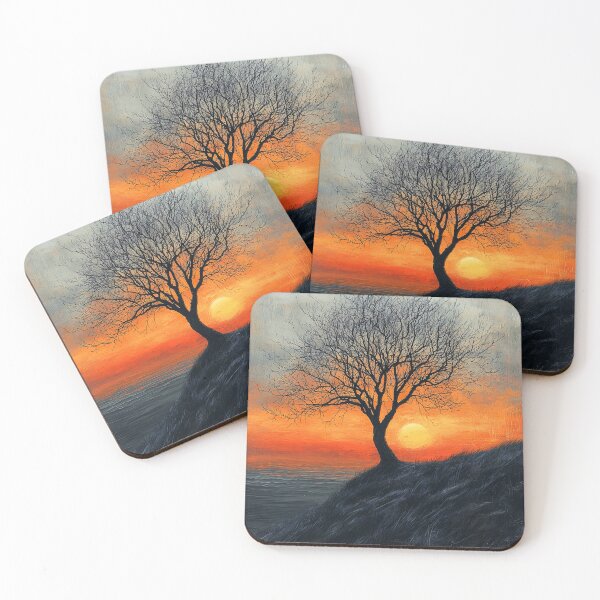 Item preview, Solitary Tree Sunset in Charcoal and Warm Tones designed and sold by Moisky Art.