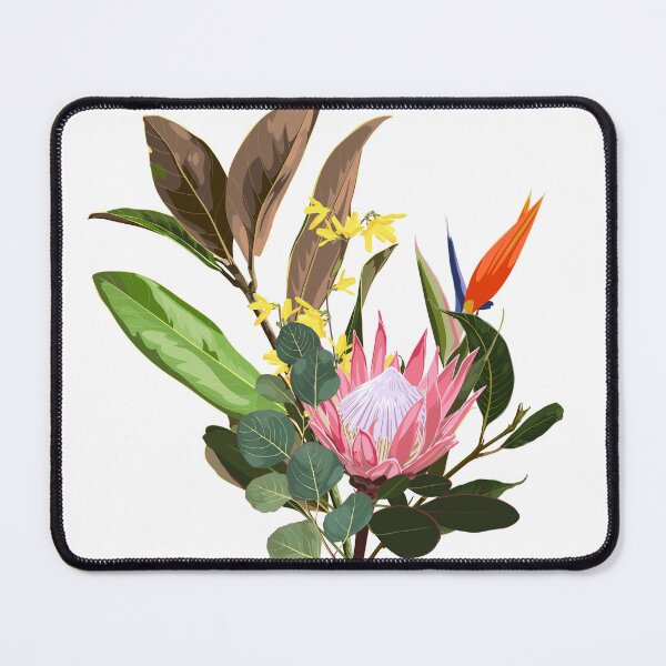Item preview, Hand drawn illustration of a beautiful protea and tropical flowers, magnolia branch bouquet. designed and sold by MatyKotiv.