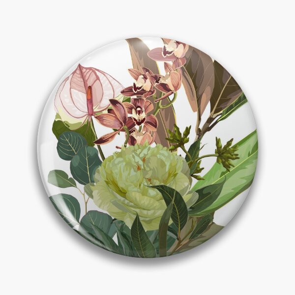 Item preview, Hand drawn illustration of a beautiful peonies and tropical flowers , magnolia branch bouquet. designed and sold by MatyKotiv.