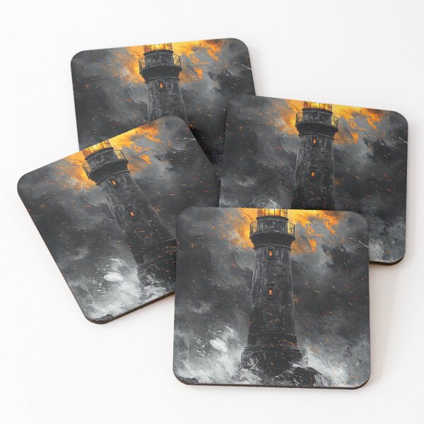 Item preview, Dramatic Lighthouse Amidst Storm in Charcoal Style designed and sold by Moisky Art.