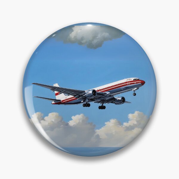 Item preview, Vintage Airliner Landing Over the Sea - Timeless Aviation Illustration designed and sold by EMairplanes.