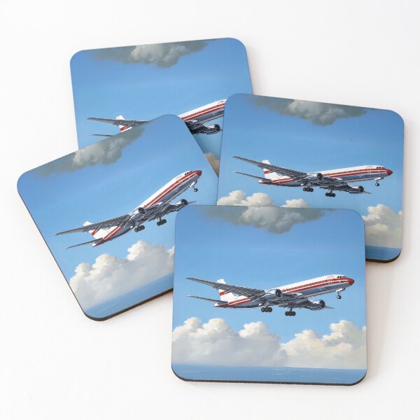 Item preview, Vintage Airliner Landing Over the Sea - Timeless Aviation Illustration designed and sold by EMairplanes.
