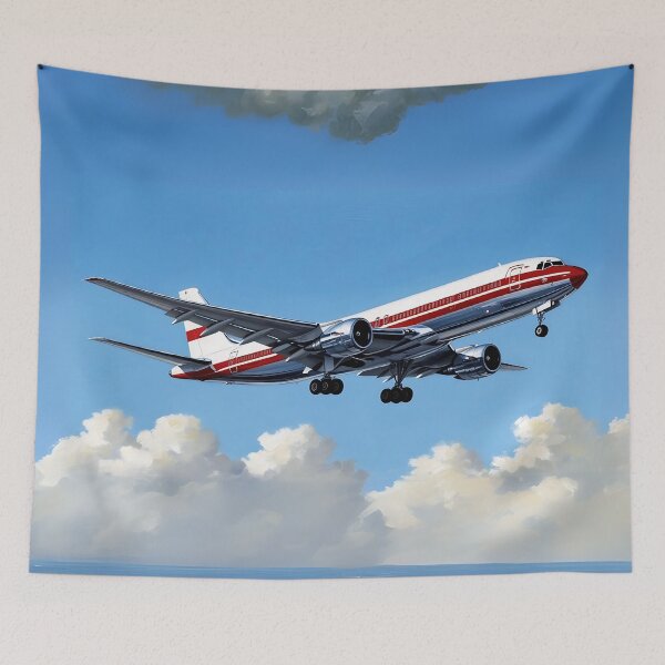 Item preview, Vintage Airliner Landing Over the Sea - Timeless Aviation Illustration designed and sold by EMairplanes.