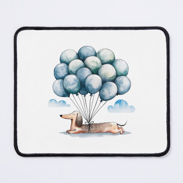 Item preview, Modern Trendy Cute Dachshund dog and blue balloons  watercolor  designed and sold by SOUFIANE1991.