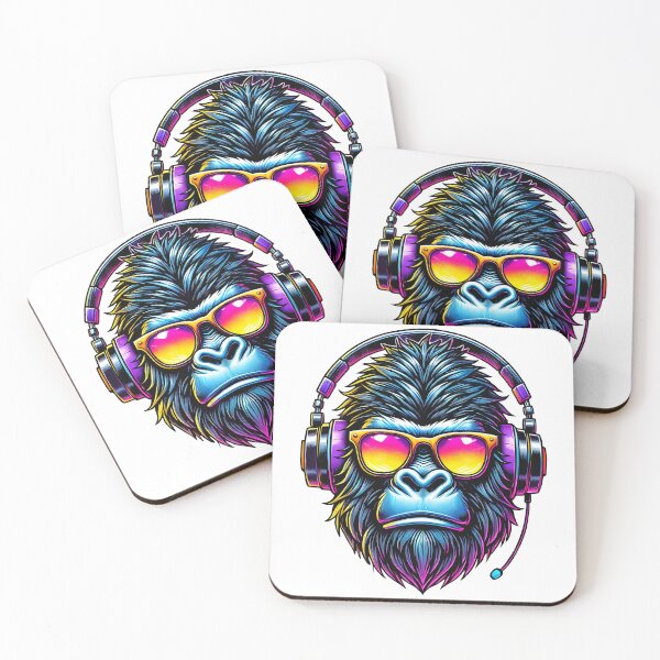 Item preview, Vibrant Gorilla Headphones Design – Neon Music Vibes Artwork designed and sold by DrawHandArt.