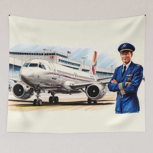 Item preview, Sketch of Modern Passenger Airliner with Proud Pilot designed and sold by EMairplanes.