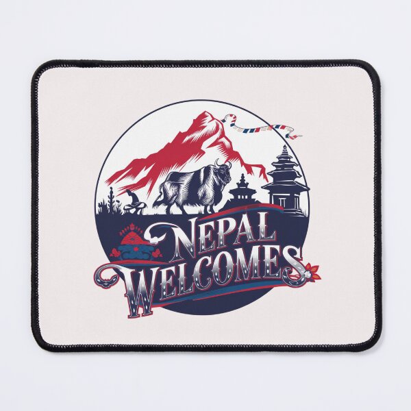 Item preview, Nepal Welcomes Flag Map Everest, Himalayas, Kathmandu designed and sold by AnimalsDH305.