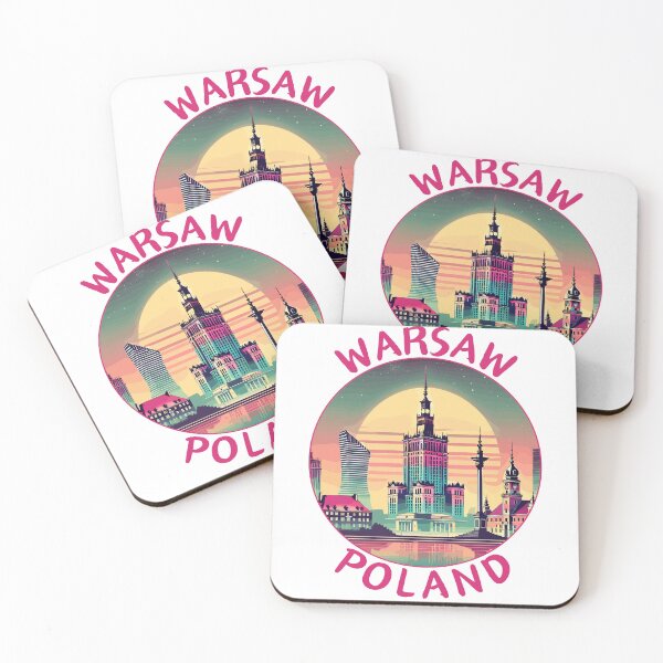 Item preview, Warsaw in Poland Retro Travel Art Badge designed and sold by MaateoDesign.